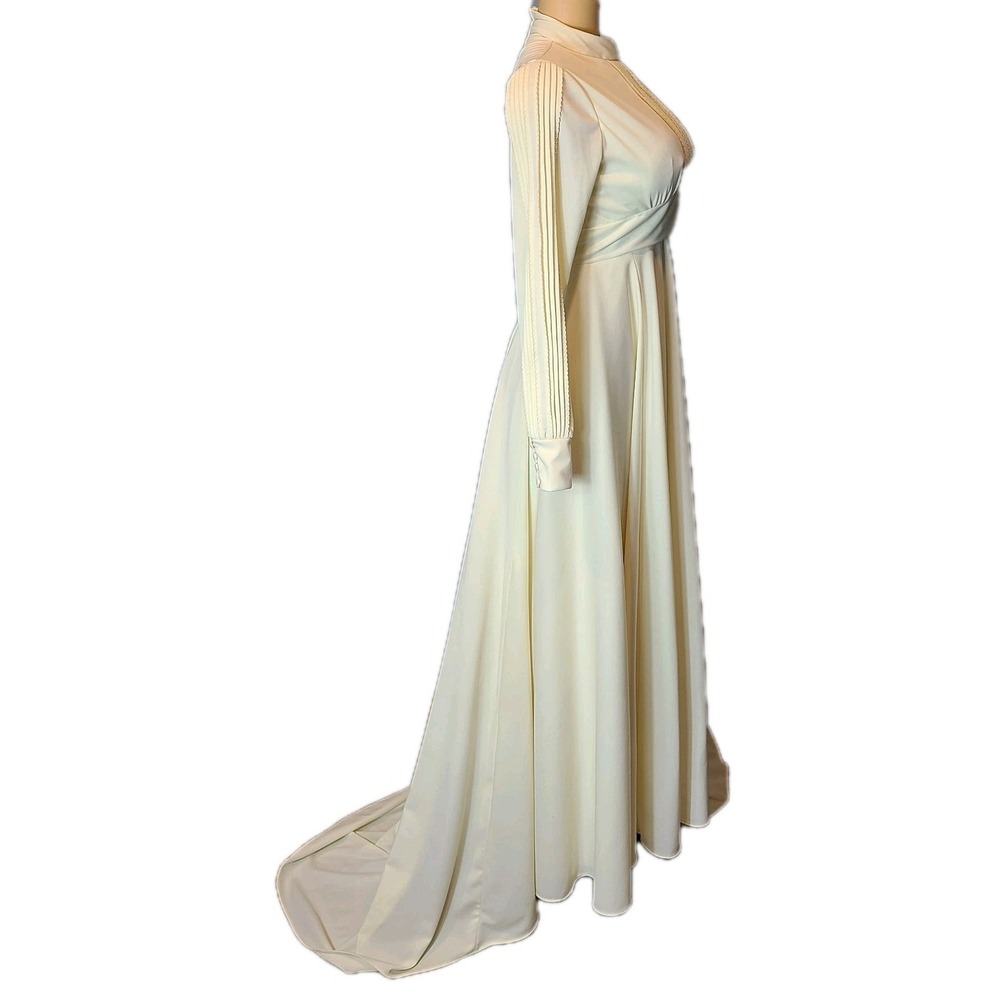 Vintage‎ Alfred Angelo Ivory Maxi Dress 70s Wedding Gown Cottage XS Renaissance - Picture 7 of 12